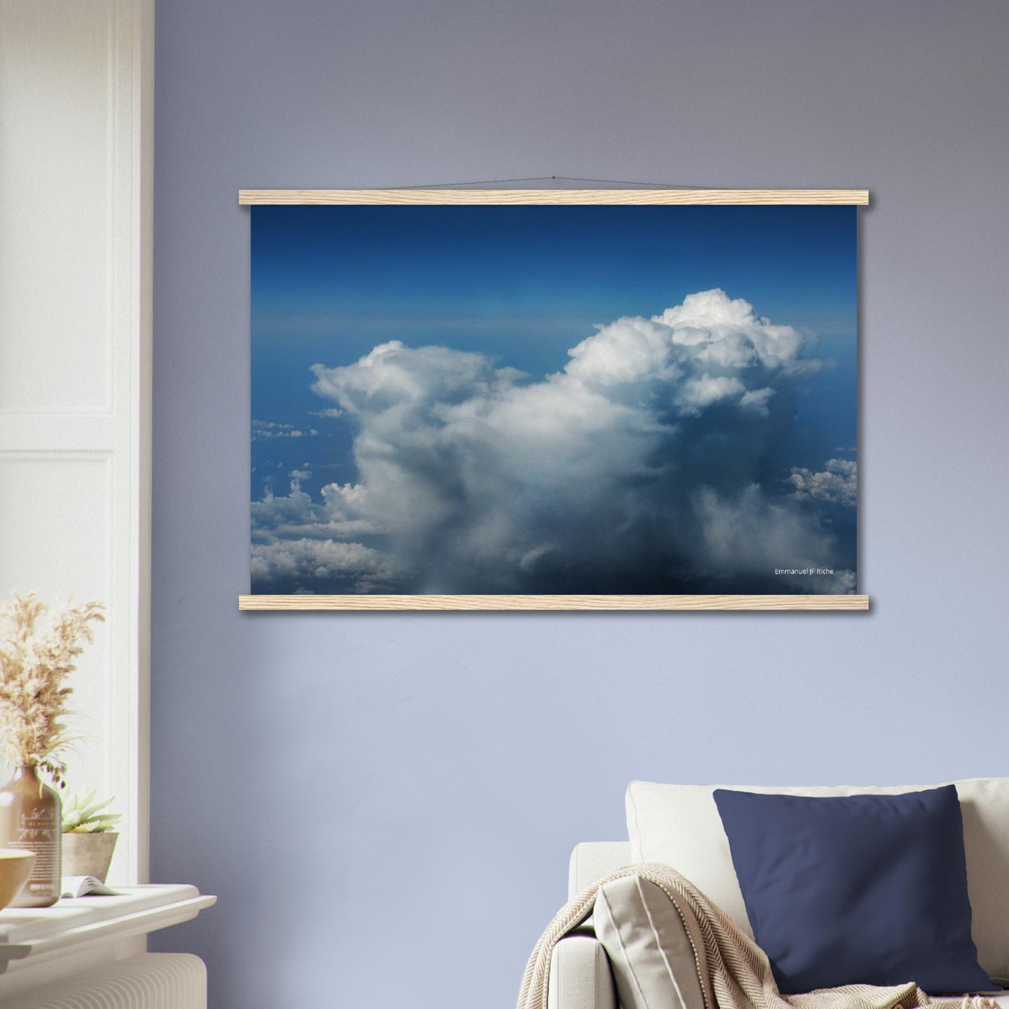 Nuages - cumulonimbus - Affiche en papier mat qualité musée avec cintres bois