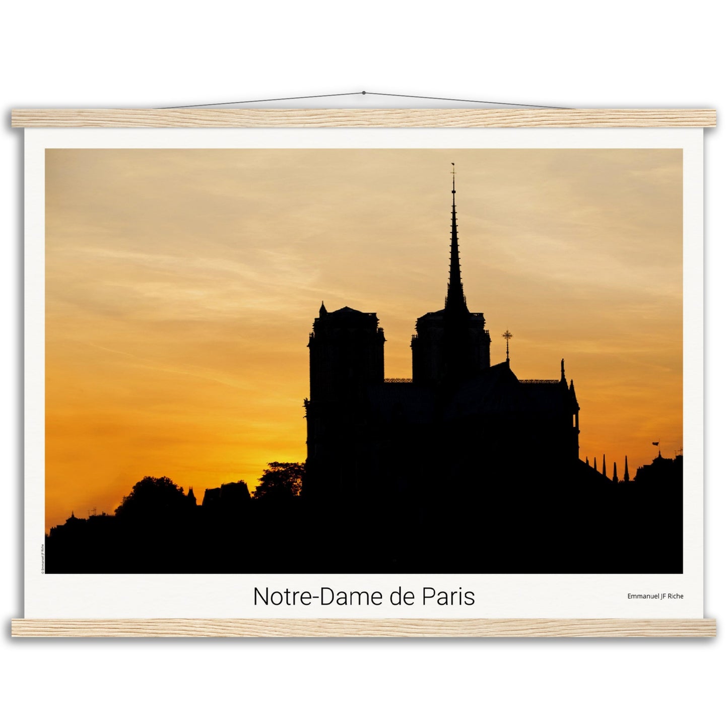 Notre-Dame de Paris - Affiche en papier mat qualité musée avec cintres bois