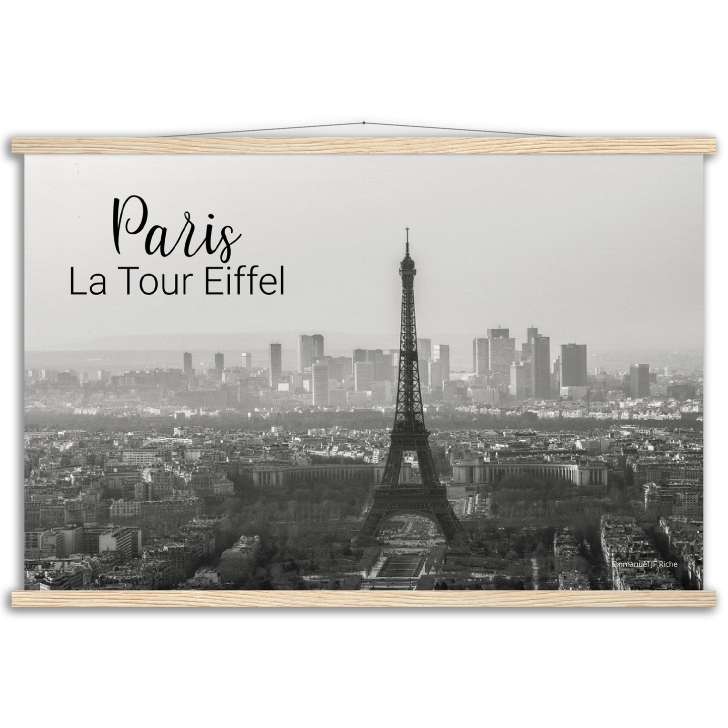 Paris La Tour Eiffel - Affiche en papier mat qualité musée avec cintres bois