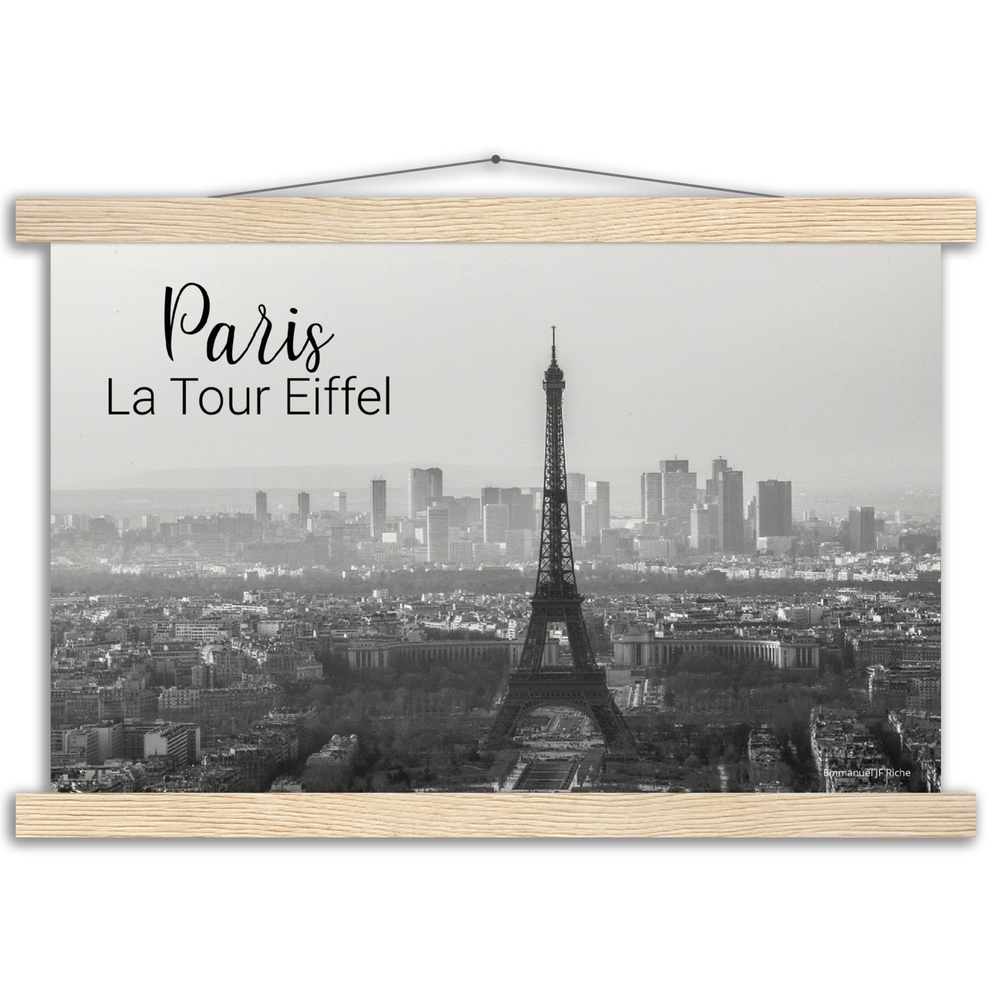 Paris La Tour Eiffel - Affiche en papier mat qualité musée avec cintres bois